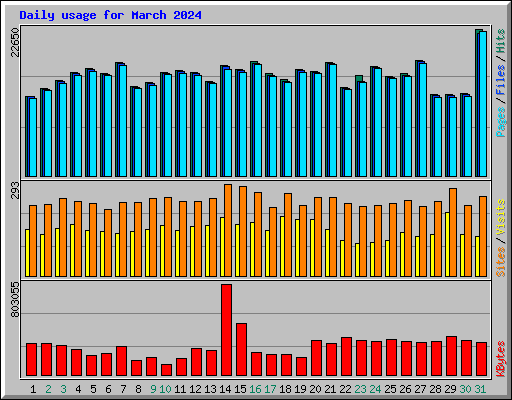 Daily usage for March 2024