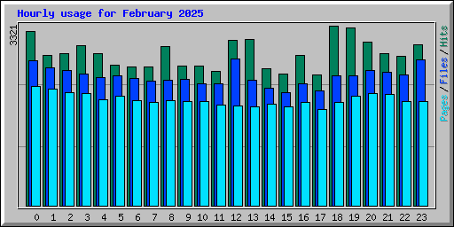 Hourly usage for February 2025