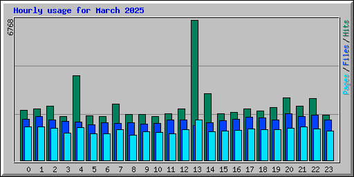Hourly usage for March 2025